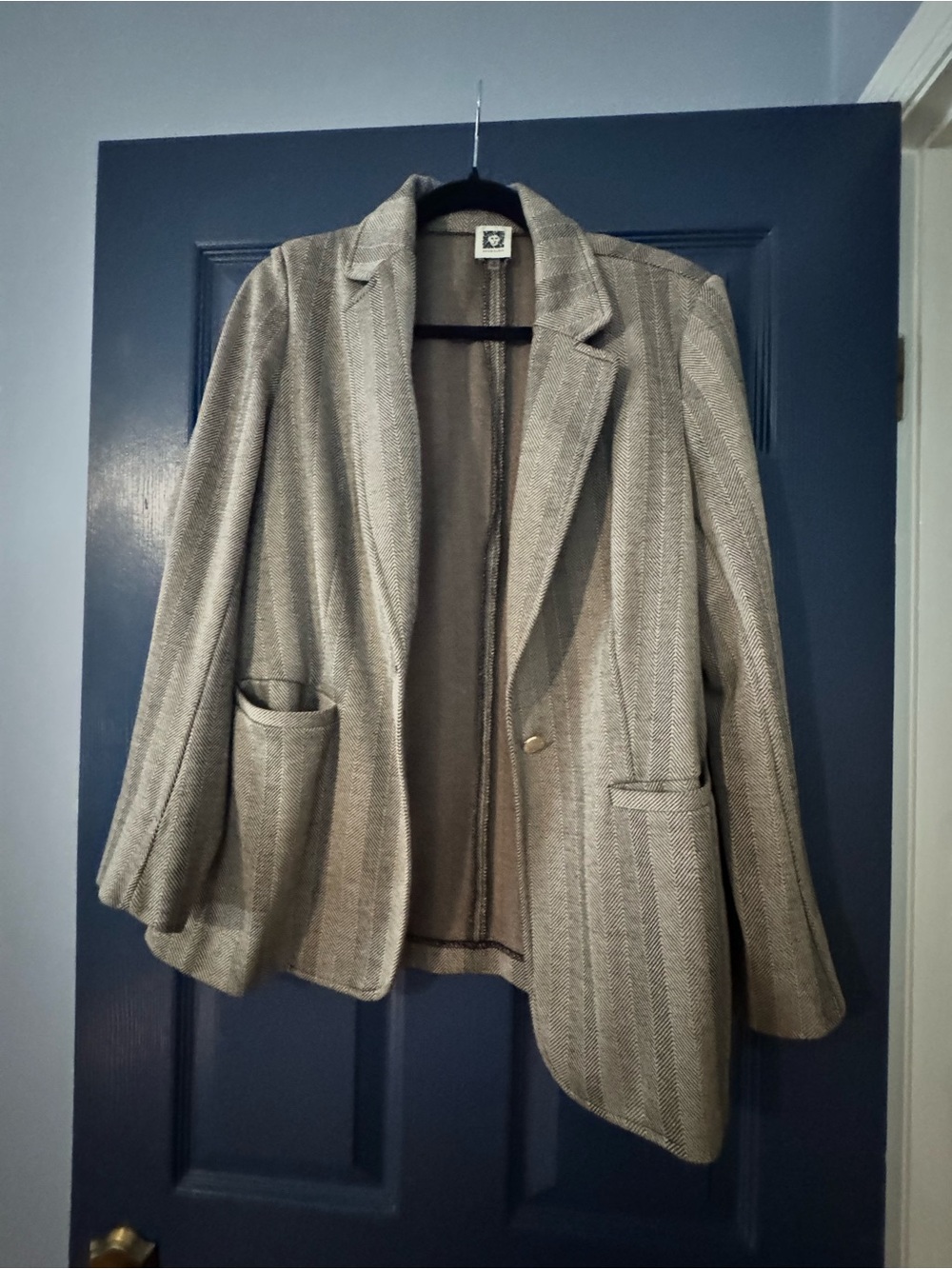 Anne Klein Taupe Herringbone Blazer